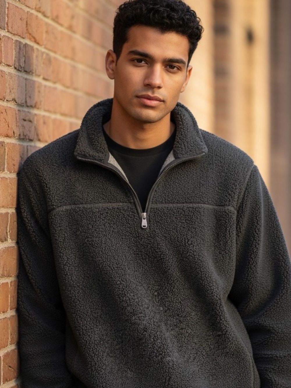 Men’s vineyard vines, black Sherpa quarter zip sweatshirt